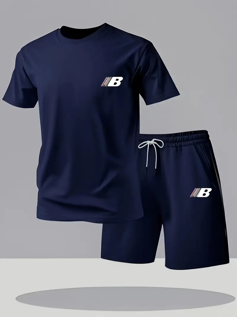 Outdoor Sports Outfit - Summer Men's Printed Short-Sleeved Shorts -